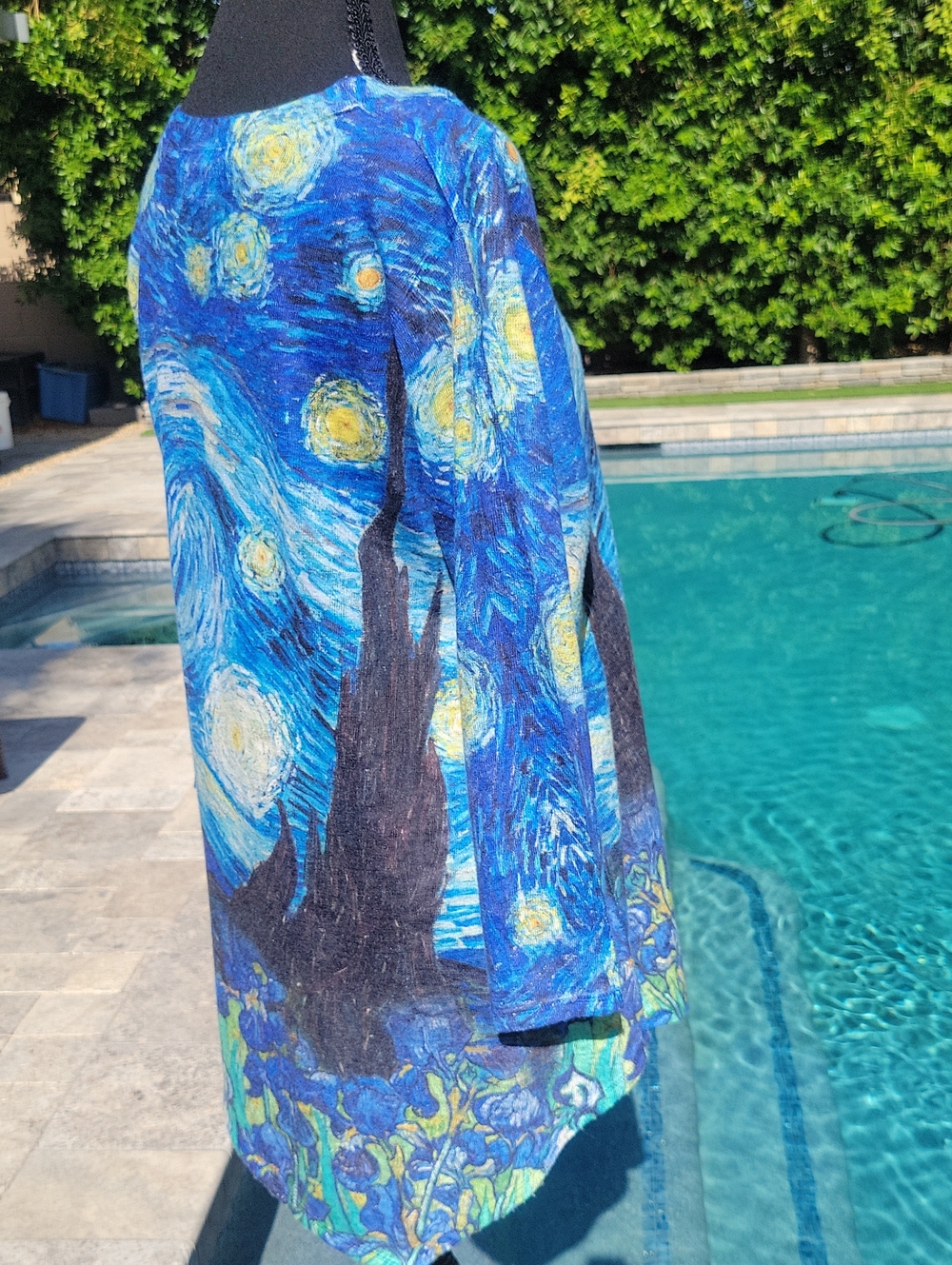 Starry Night Blue V-Neck Art Print Celestial Tunic M - Picture 9 of 16